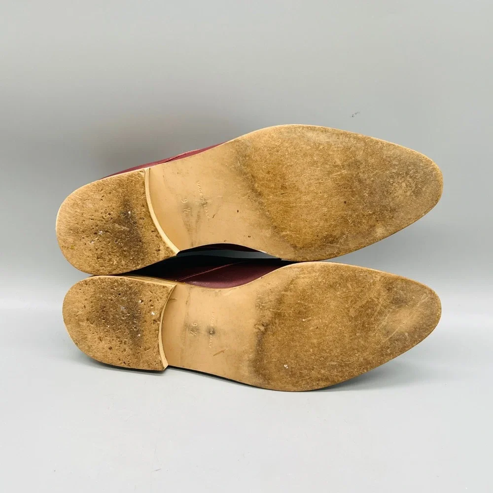 Everlane Shoes Womens 9.5 Red Leather Modern Oxford Lace Up Flats Almond Toe